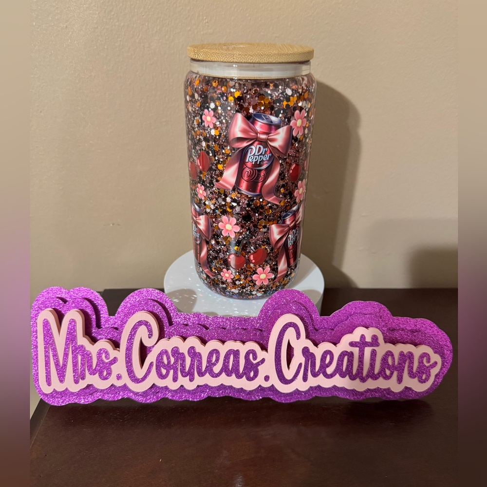 Dr Pepper bow glass snowglobe